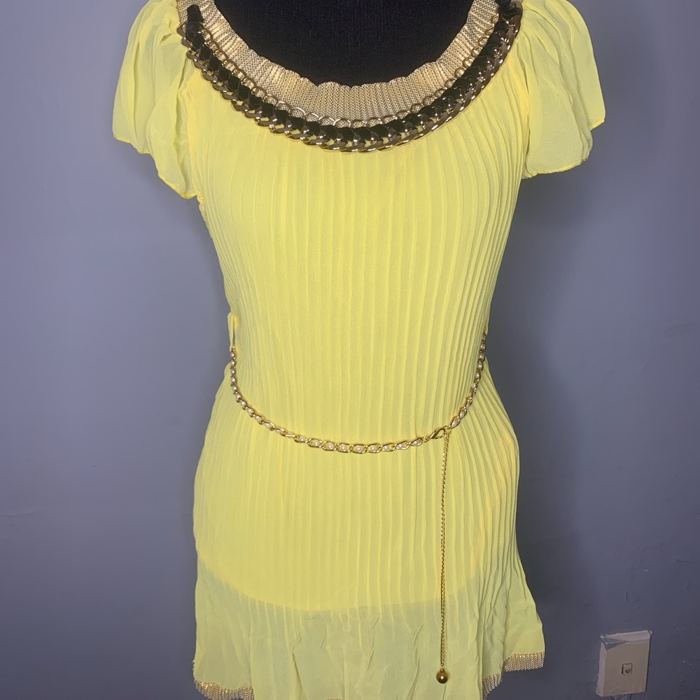Ladies stylish gold necklace top w/chain belt